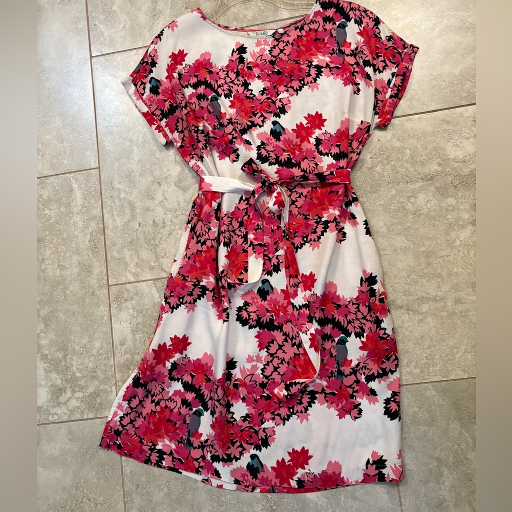 Boden Pink Floral Midi Dress